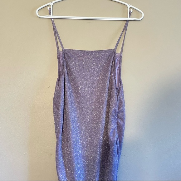 Divided Lilac Shimmering Ruched Party Dress - Picture 10 of 13